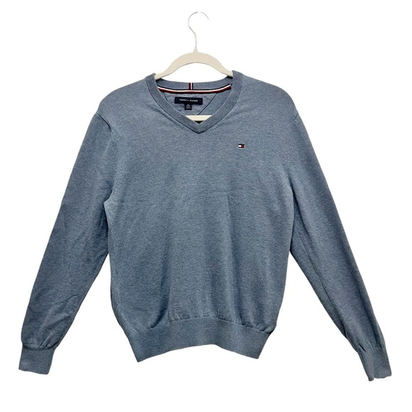 Tommy Hilfiger Other - Tommy Hilfiger Blue V-neck sweater. 100% Cotton. Embroidered Logo.
